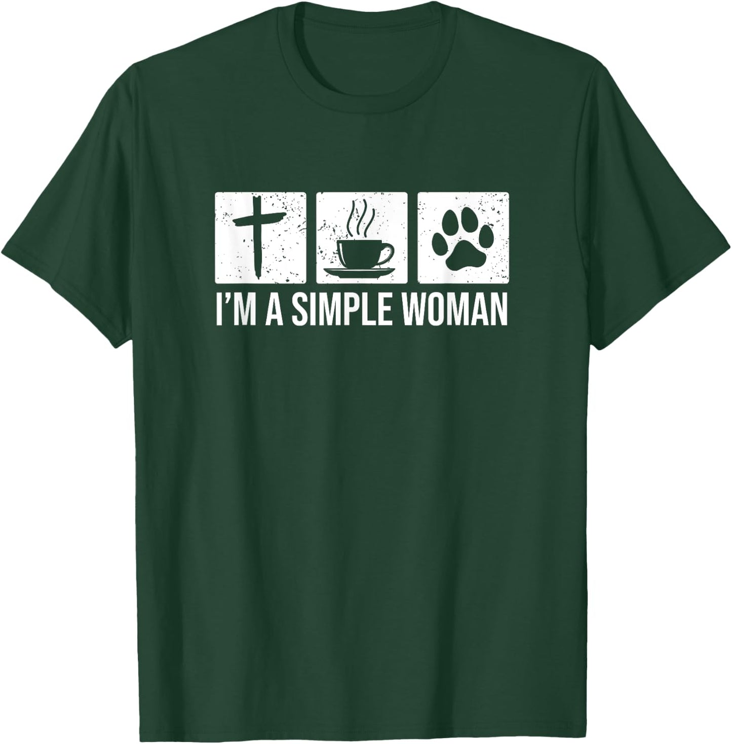 I'm A Simple Woman - Jesus Coffee Dog T-Shirt - T-Shirt | Forest