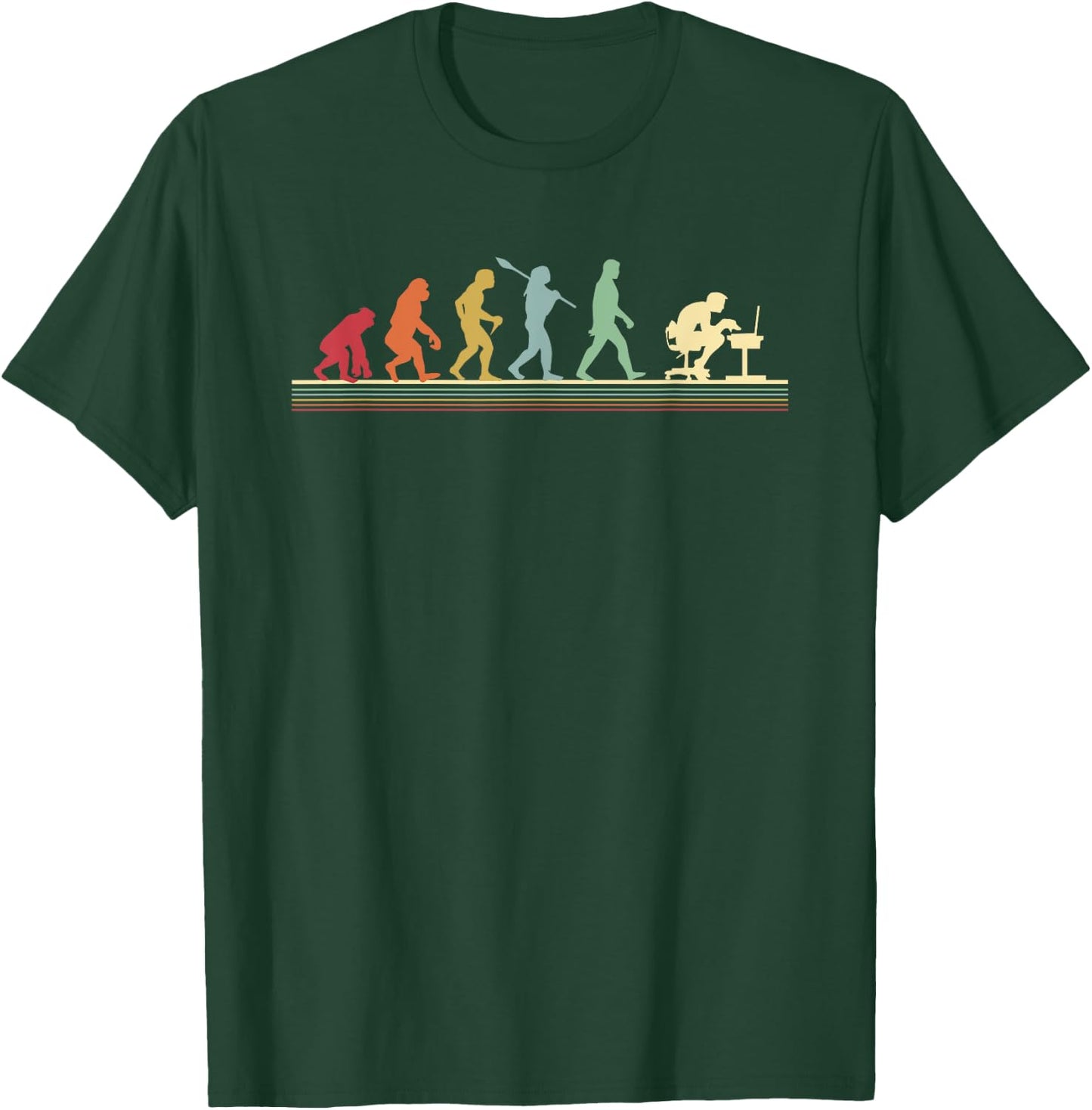 Human Evolution Into A Computer Geek Funny Graphic Design T-Shirt - T-Shirt | Forest