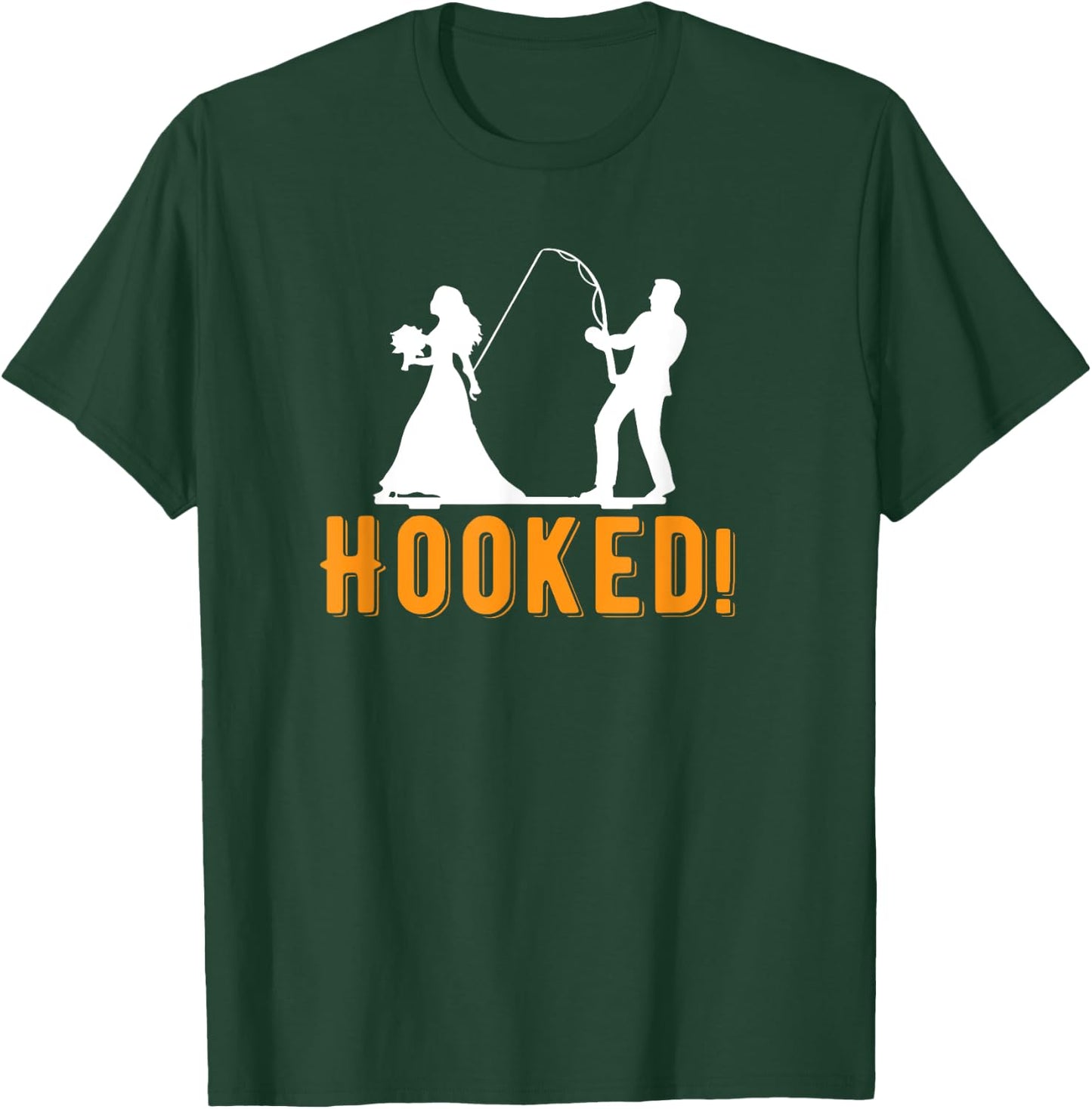 Funny Hooked Bride Groom New Marriage Fishing Lover Couples T-Shirt - T-Shirt | Forest