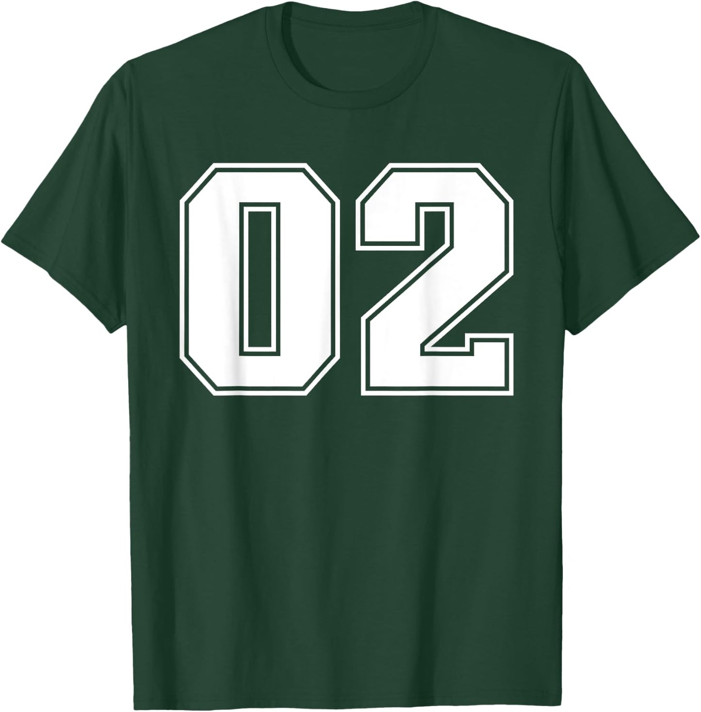 02 Jersey Number Baseball Football Soccer Halloween Birthday T-Shirt - T-Shirt | Forest