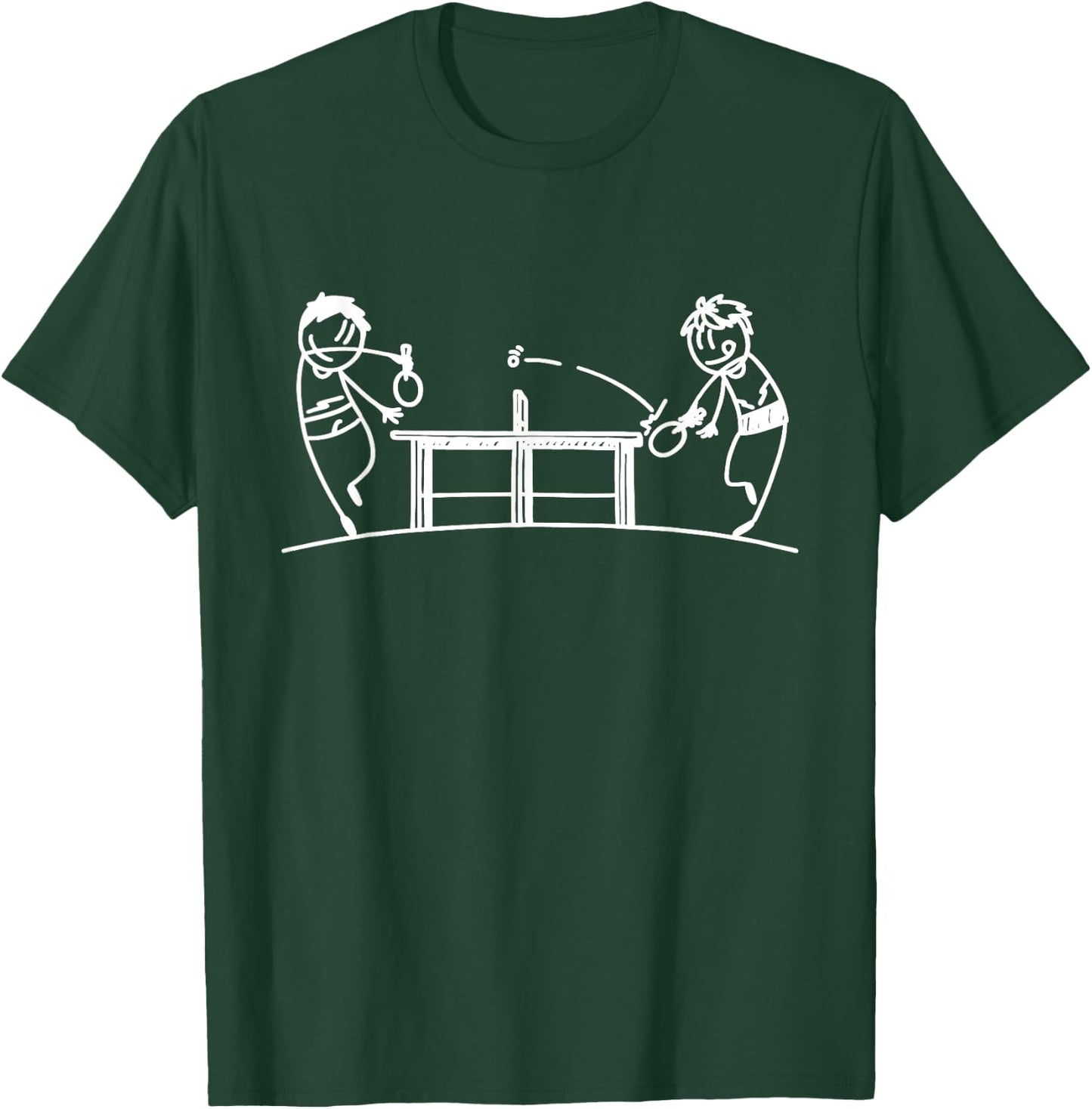 Table Tennis - Stick Figures Ping Pong Paddle Ball Games T-Shirt - T-Shirt | Forest