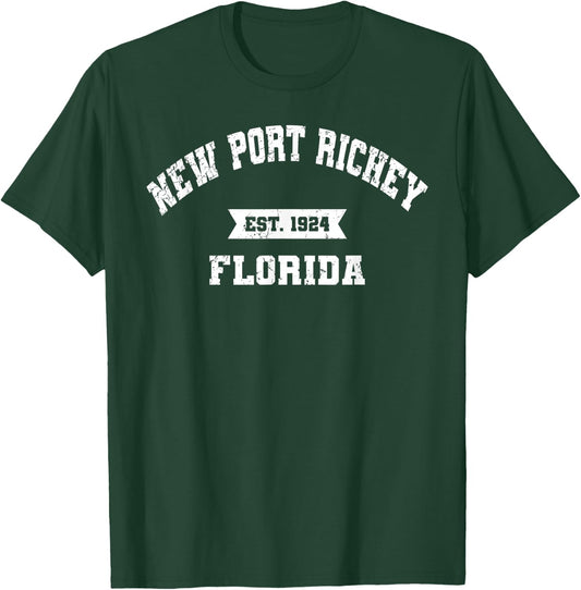 New Port Richey Florida Vintage Athletic Sports Established T-Shirt - T-Shirt | Forest
