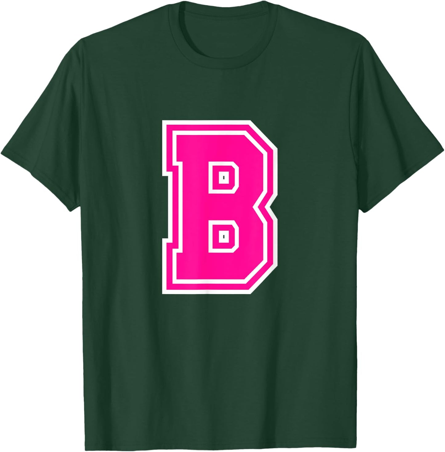 Letter B Pink Monogram Initial T-Shirt - T-Shirt | Forest
