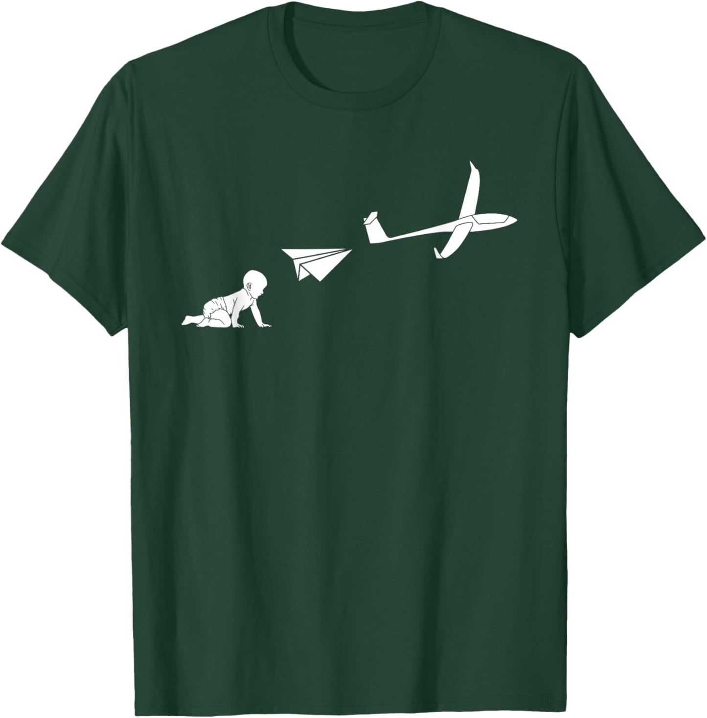 Glider Evolution Funny Aviation Small Plane Pilot Pun T-Shirt - T-Shirt | Forest