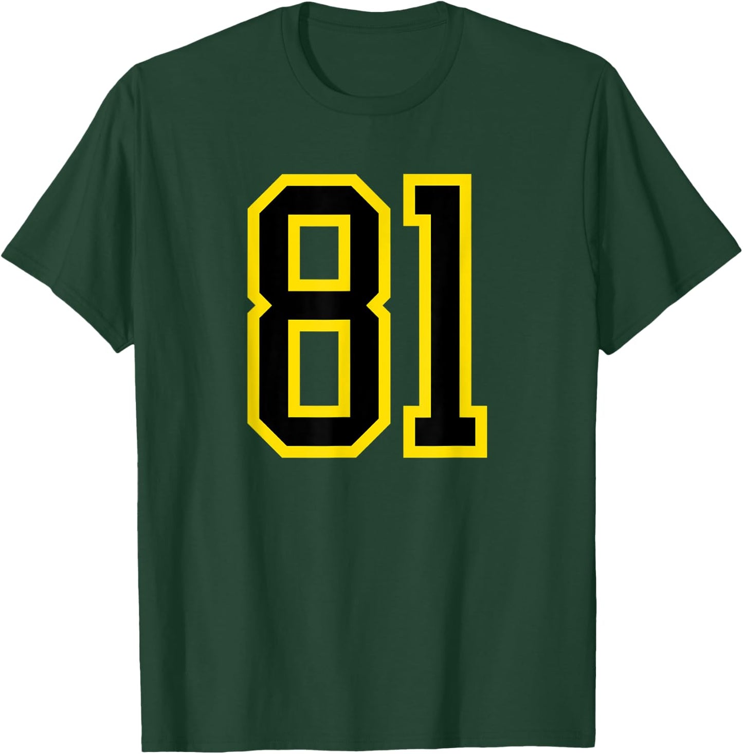 Jersey Number #81 Yellow Black Birthday Sports Number 81 T-Shirt - T-Shirt | Forest