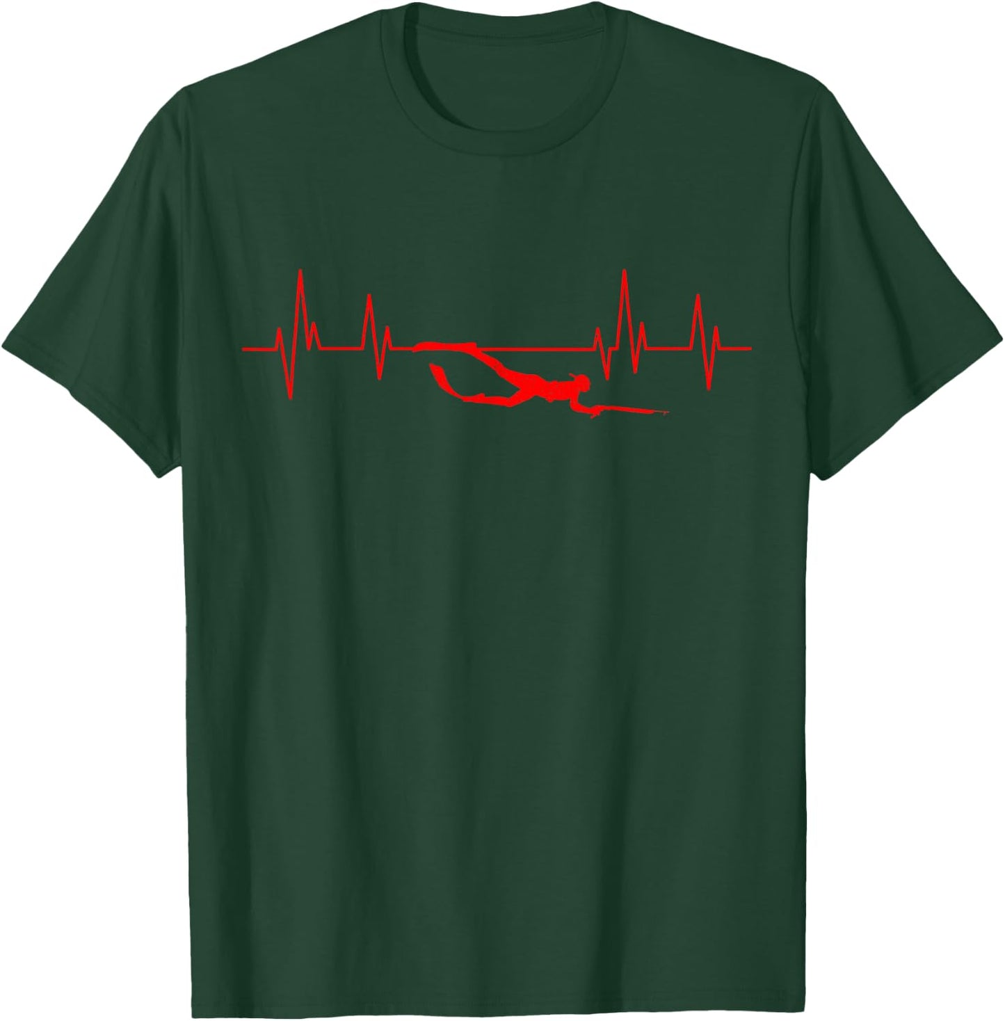 Spearfishing Heartbeat Diving Spearfisherman Hunting Sport T-Shirt - T-Shirt | Forest