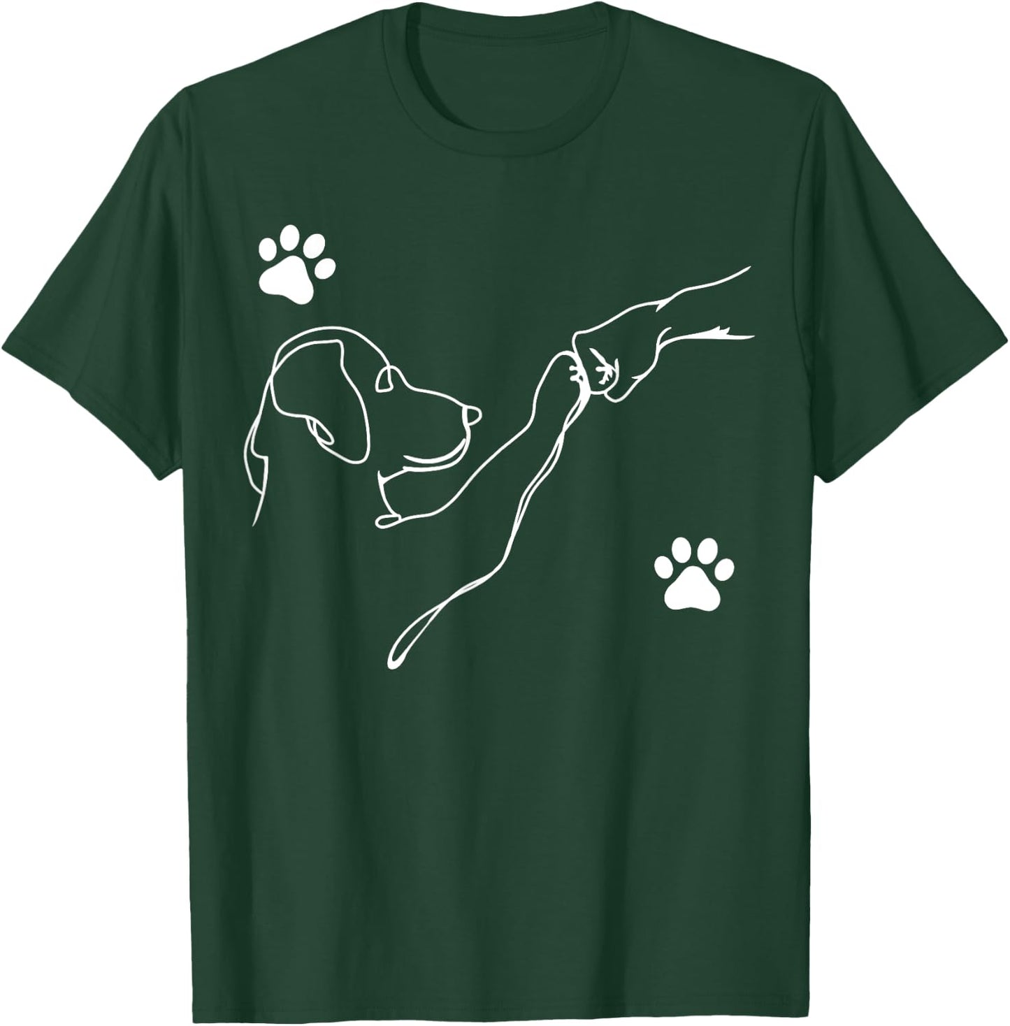 Dog and People Punch Hand Dog Friendship Fist Bump Dog's Paw T-Shirt - T-Shirt | Forest