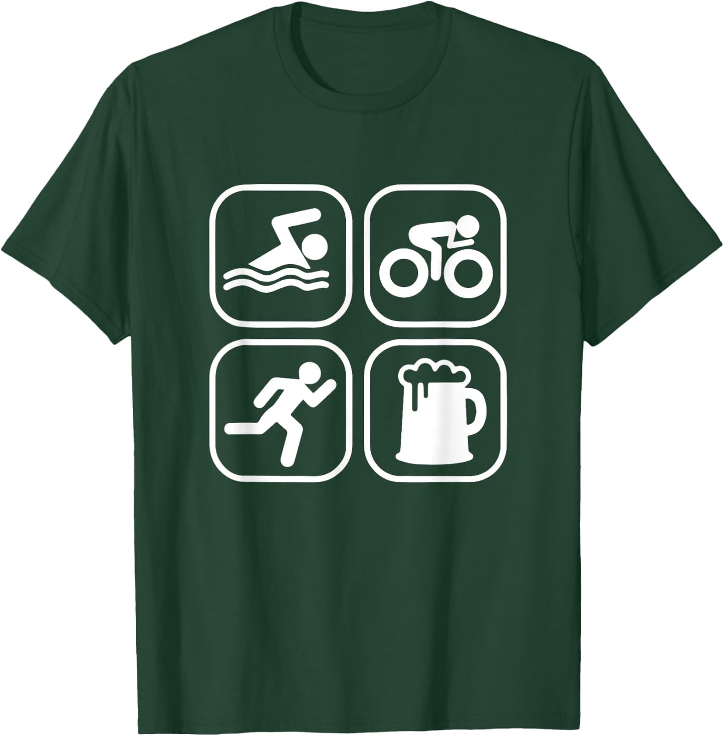 Swim Cycle Run And Beer Triathlon T-Shirt - T-Shirt | Forest