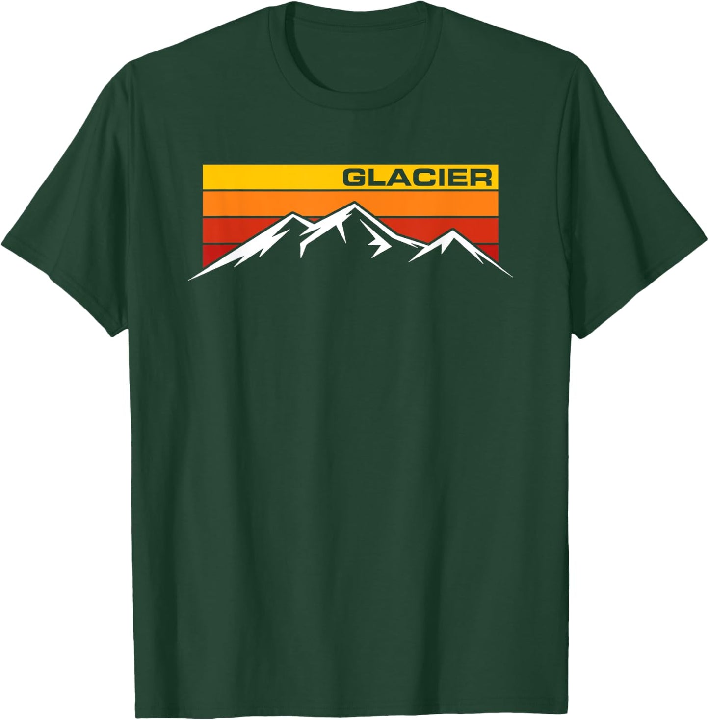 Glacier National Park Retro Mountain Line Hiking Souvenir T-Shirt - T-Shirt | Forest