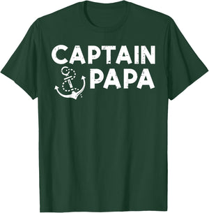 Captain Papa Boat Owner Family Fathers Day Dad Daddy Men T-Shirt - T-Shirt | Forest