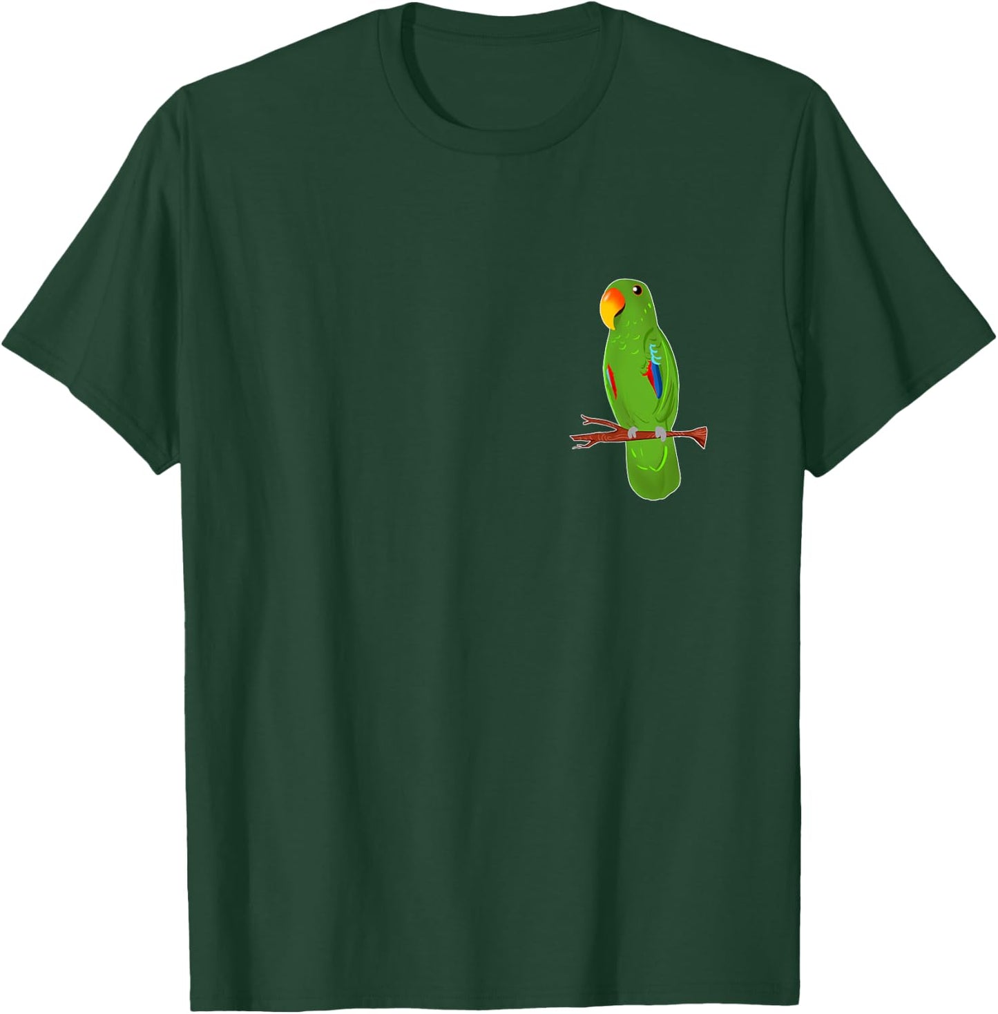 Green Eclectus Parrot Cute Drawing T-Shirt - T-Shirt | Forest