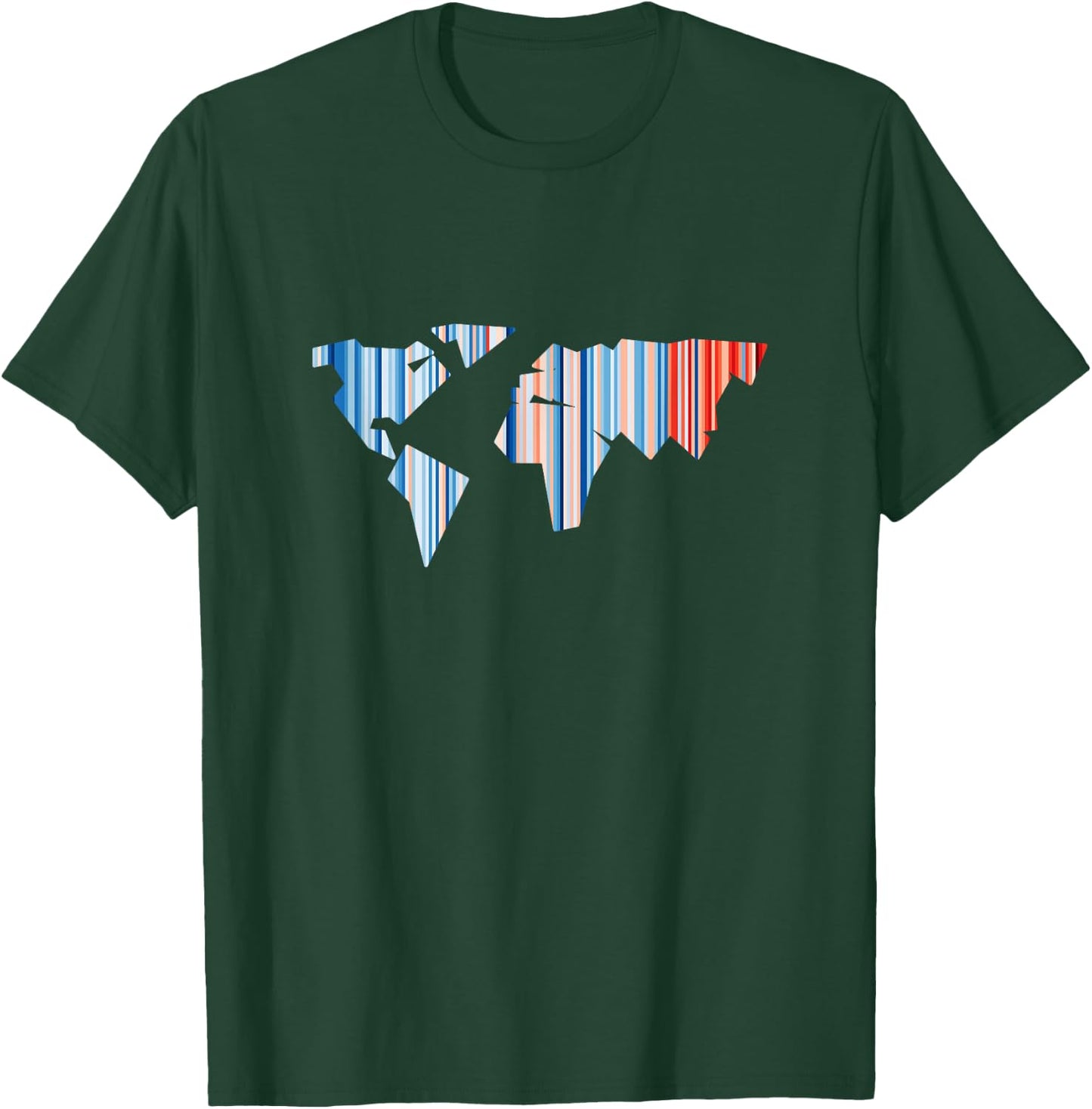 Climate Change - Warming Stripes - World Map T-Shirt - T-Shirt | Forest