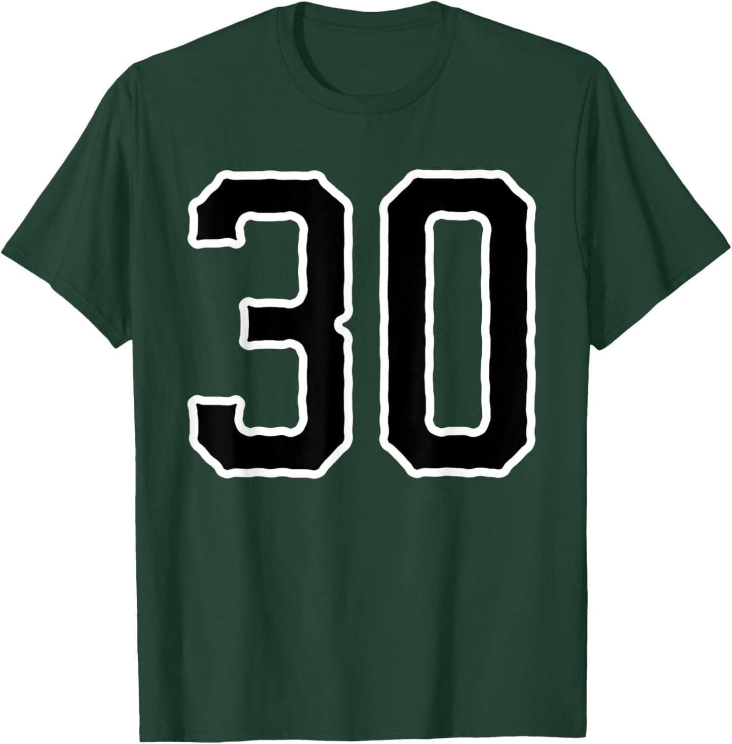 Jersey #30 White Black Sports Team Jersey Number 30 T-Shirt - T-Shirt | Forest