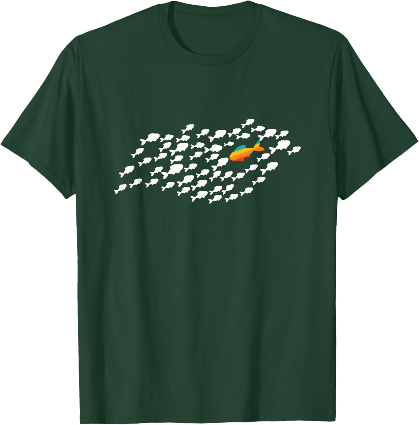Fish Swimming Against The Current Be Yourself Gift -Adults, Kids Black Modern Casual T-Shirt - T-Shirt | Forest