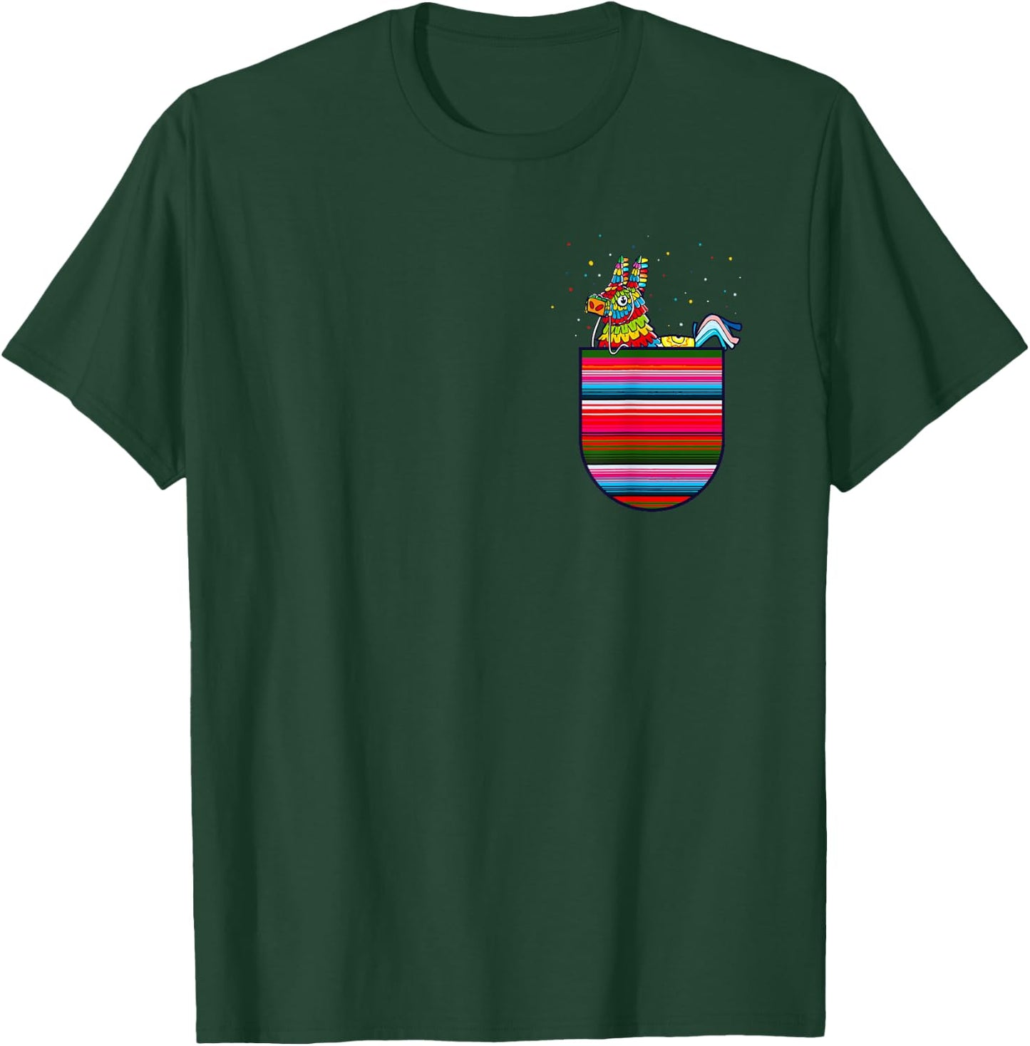 Serape Pocket Pinata Mexican Fiesta Cinco De Mayo T-Shirt - T-Shirt | Forest