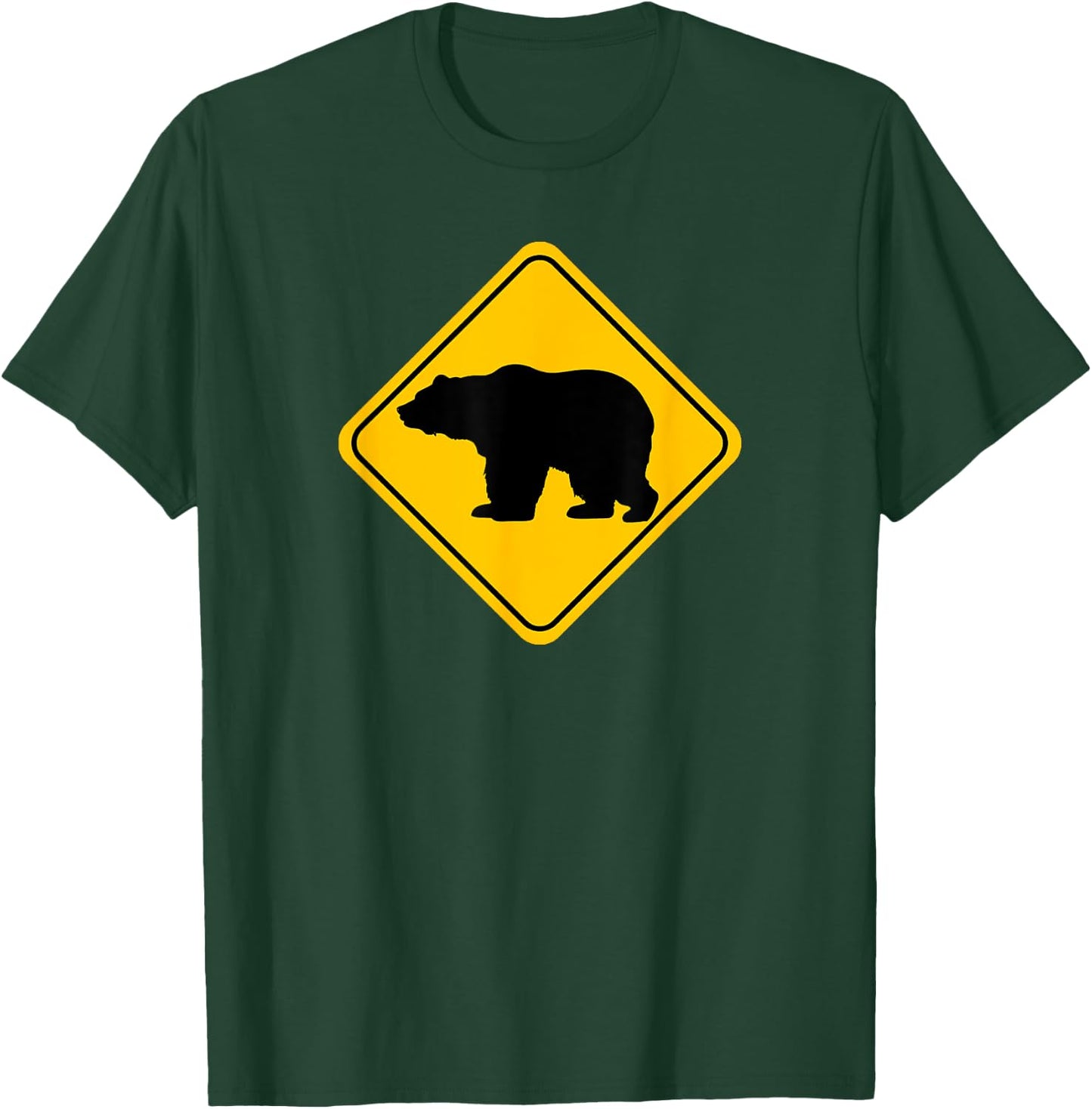 Bear Crossing Road Sign Grizzly Classic Minimalist Graphic T-Shirt - T-Shirt | Forest