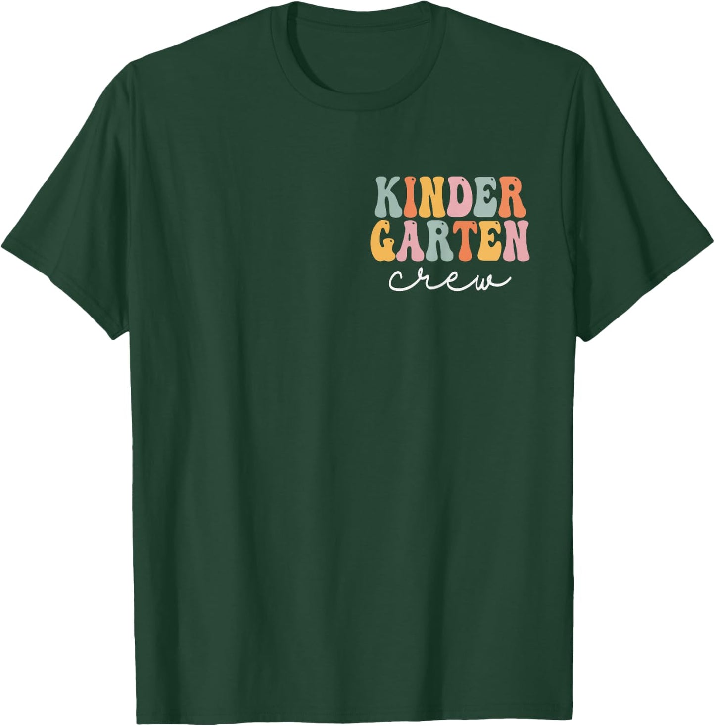 Kindergarten Crew Groovy Women First Day Of School T-Shirt - T-Shirt | Forest