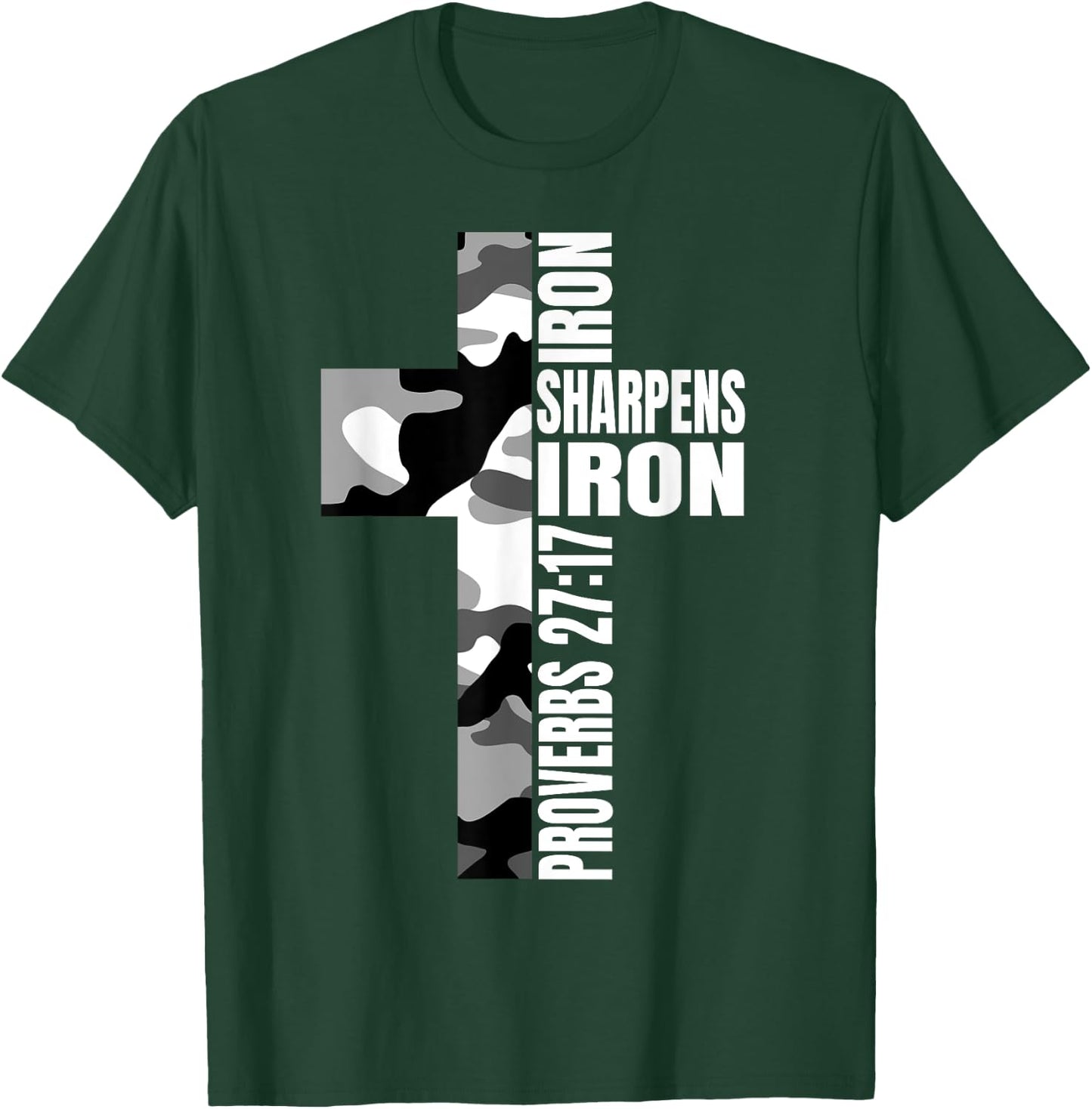 White Camo Iron Sharpens Iron Christian Verse Easter Couples T-Shirt - T-Shirt | Forest