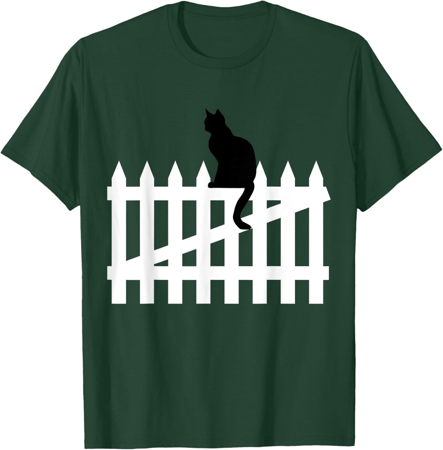 Black Cat on a White Picket Fence Women Kids T-Shirt - T-Shirt | Forest