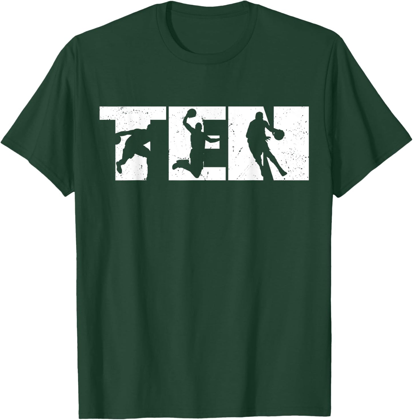 10th Birthday Retro Basketball 10 Years Old Boy Girl T-Shirt - T-Shirt | Forest