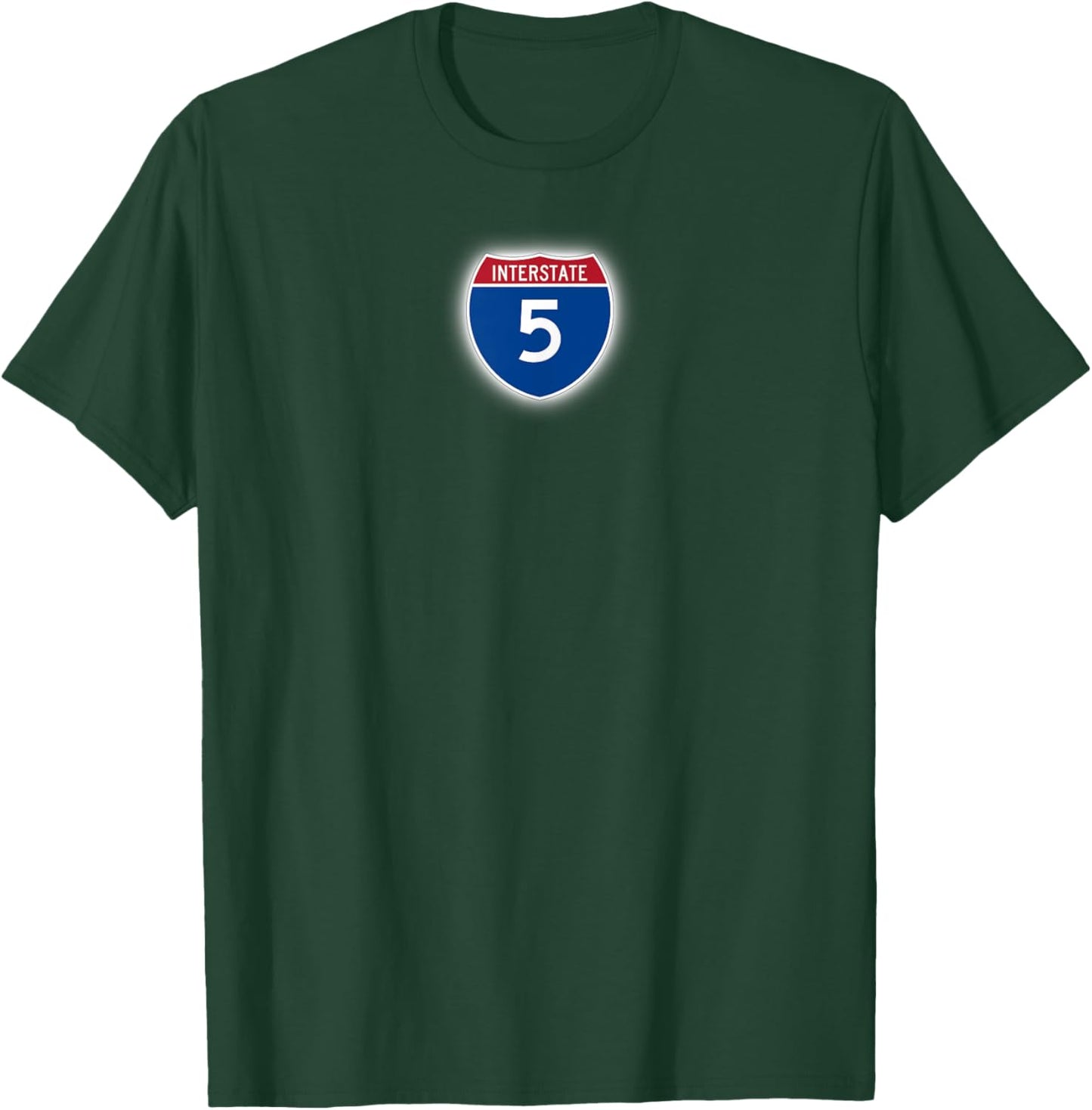 Interstate 5 Highway Freeway Route Commute Drive T-Shirt - T-Shirt | Forest