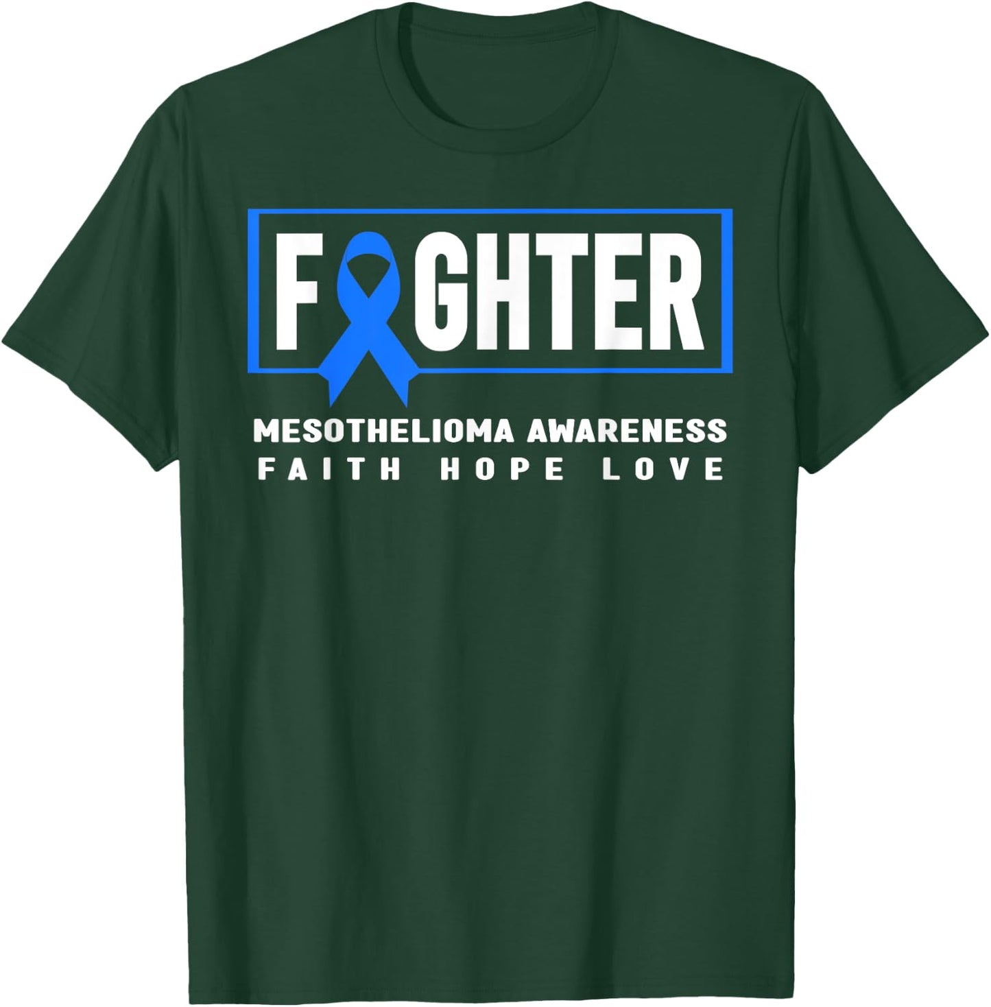 Mesothelioma Fighter - Blue Ribbon Mesothelioma Awareness T-Shirt - T-Shirt | Forest