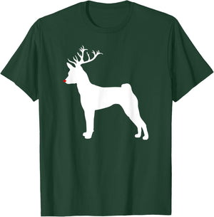 Funny Basenji Dog Christmas Reindeer Antlers Xmas T-Shirt - T-Shirt | Forest