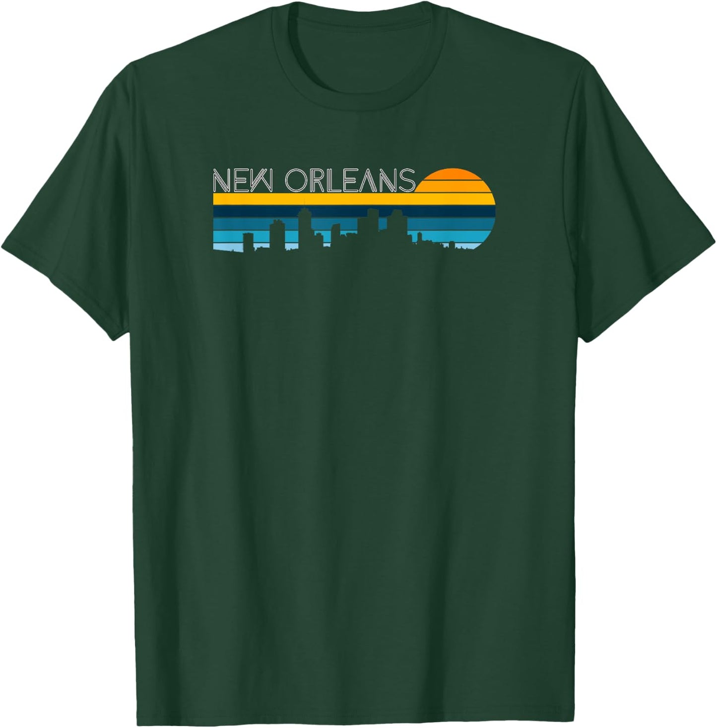 New Orleans Skyline - Vintage Retro Sunset New Orleans City T-Shirt - T-Shirt | Forest