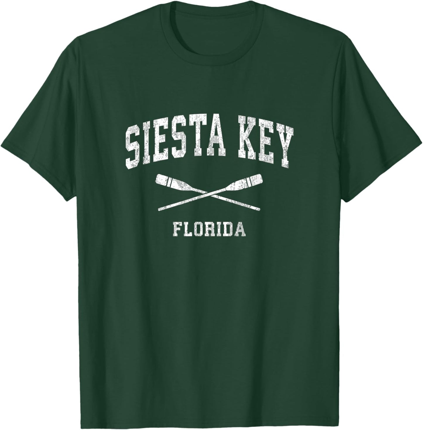 Siesta Key Florida Vintage Nautical Paddles Sports Oars T-Shirt - T-Shirt | Forest