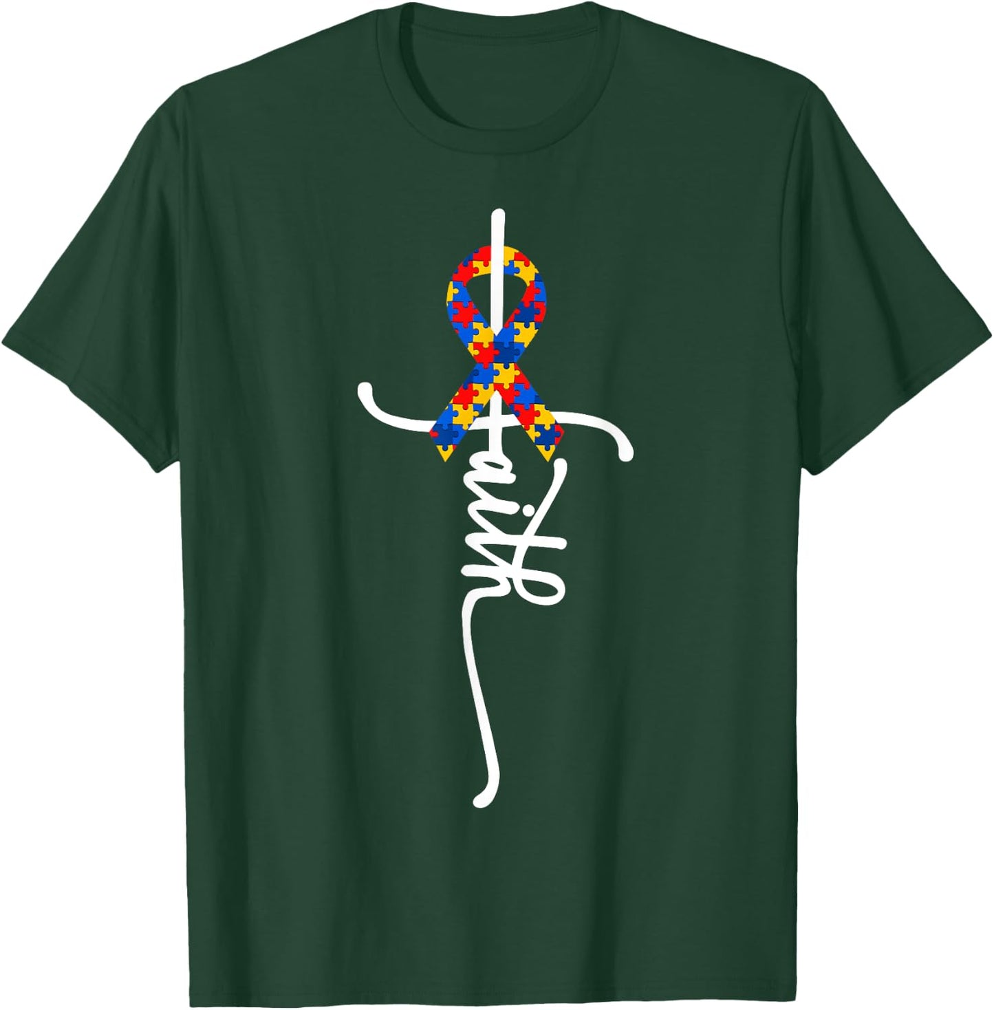 Autism Awareness Women Men Kids Autism Faith Autistic ASD T-Shirt - T-Shirt | Forest