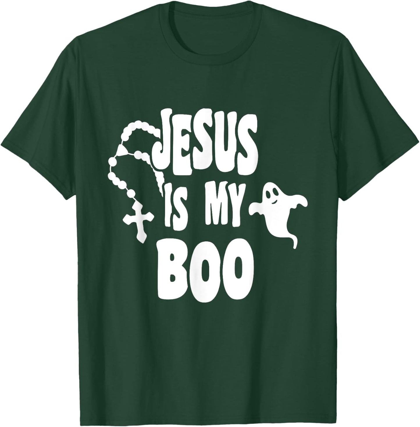 Jesus Is My Boo Ghost Christian Funny Halloween Retro Groovy T-Shirt - T-Shirt | Forest