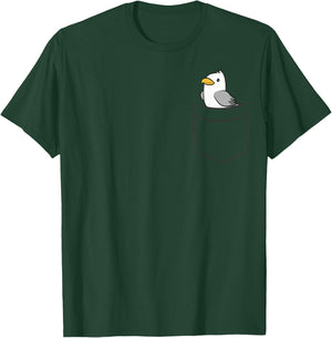 Seagull In a Pocket Cute Sea Gull Bird T-Shirt - T-Shirt | Forest