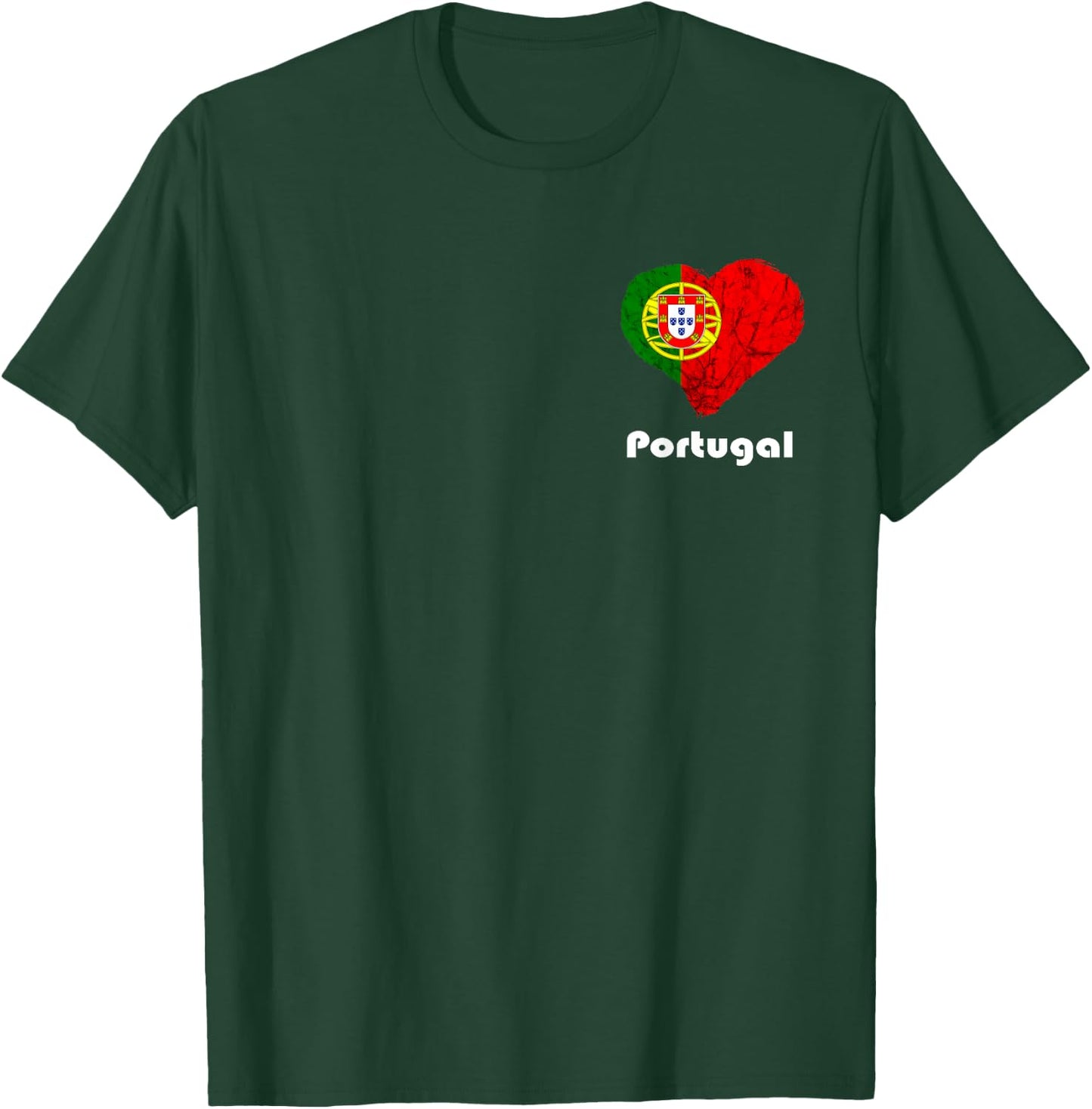 Cool Portugal Flag Portugese Portugal Heart Portuguese Flag - Black, Small, -Adults, Short Sleeve, Regular Fit, Cotton 60%, Polyester 40% T-Shirt - T-Shirt | Forest