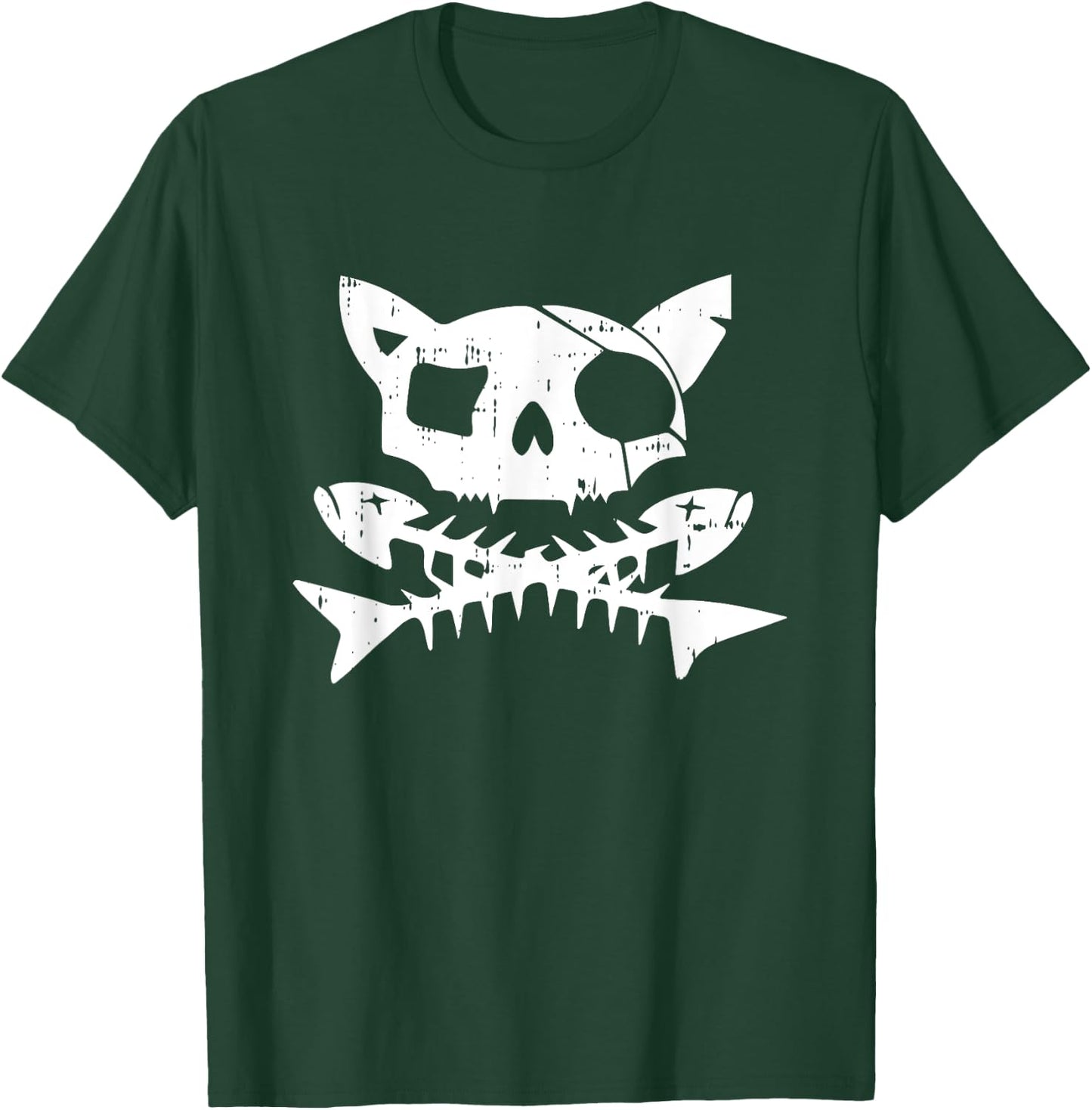 Cat Pirate Halloween Costume Scary Skull And Crossbone Men Women Kids T-Shirt - T-Shirt | Forest