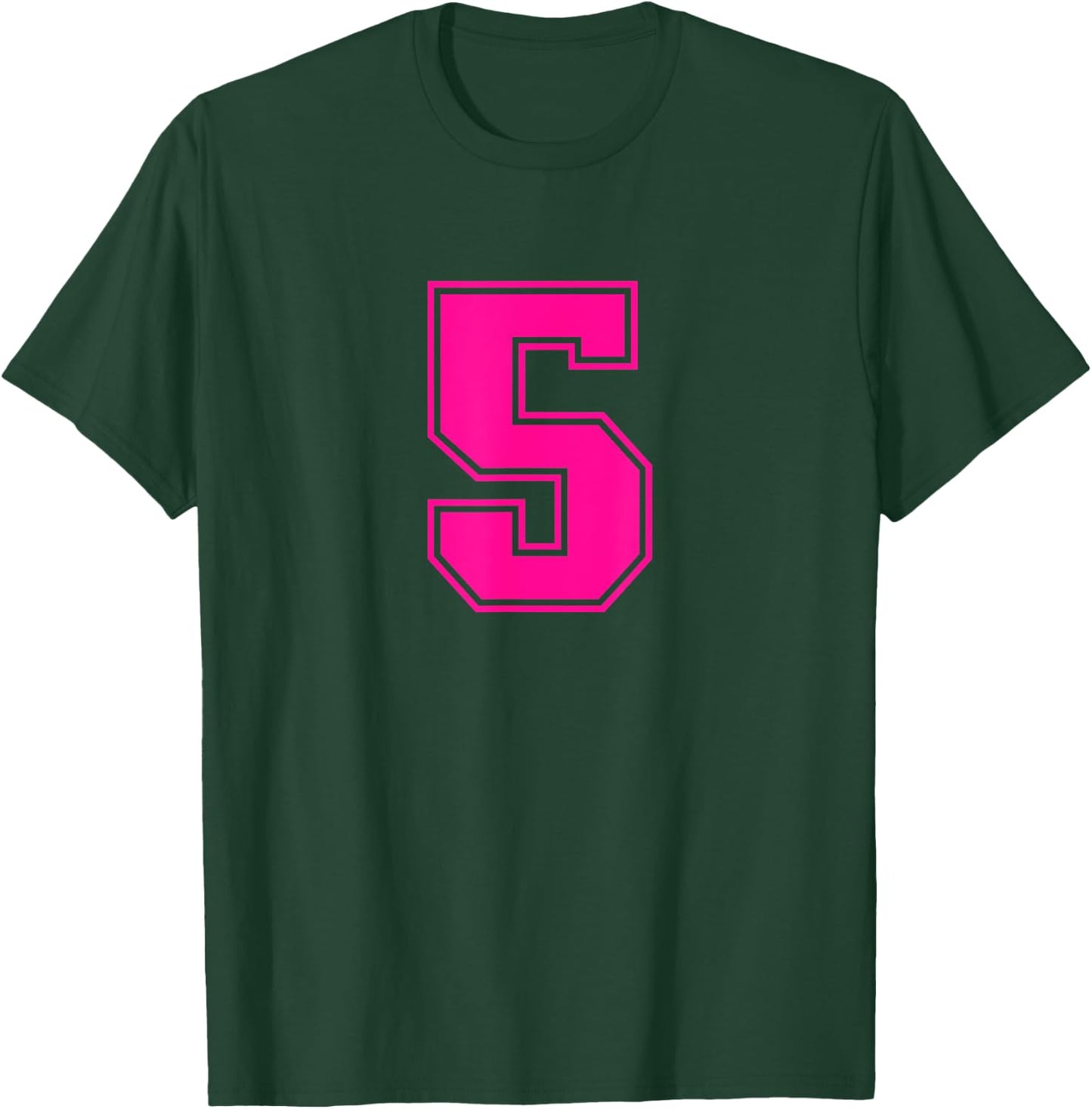 Number #5 Pink Sports Fan Jersey Number T-Shirt - T-Shirt | Forest