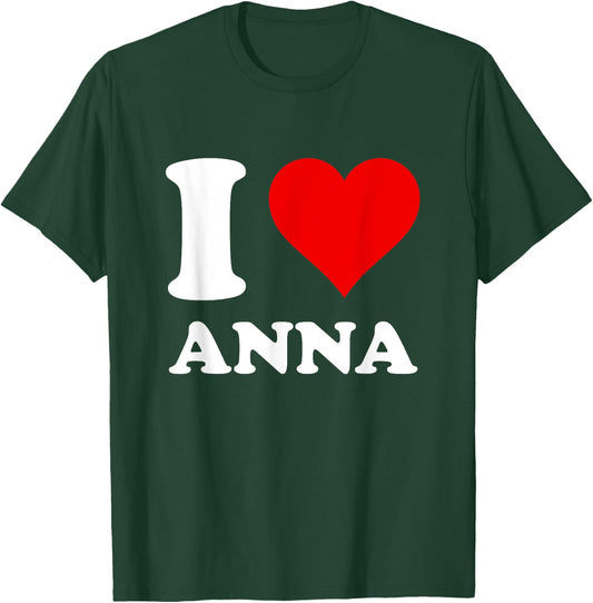I Heart Anna Women's Love Theme Heart Pattern Vacation , Black, Small T-Shirt - T-Shirt | Forest