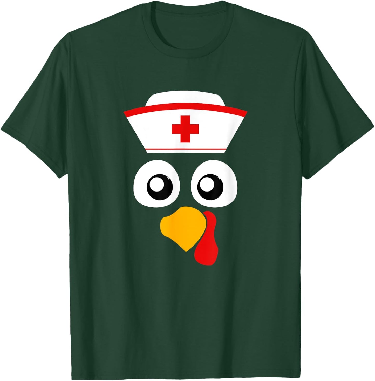 Cute Nurse Turkey Face, Nurses Cap for Thanksgiving party T-Shirt - T-Shirt | Forest