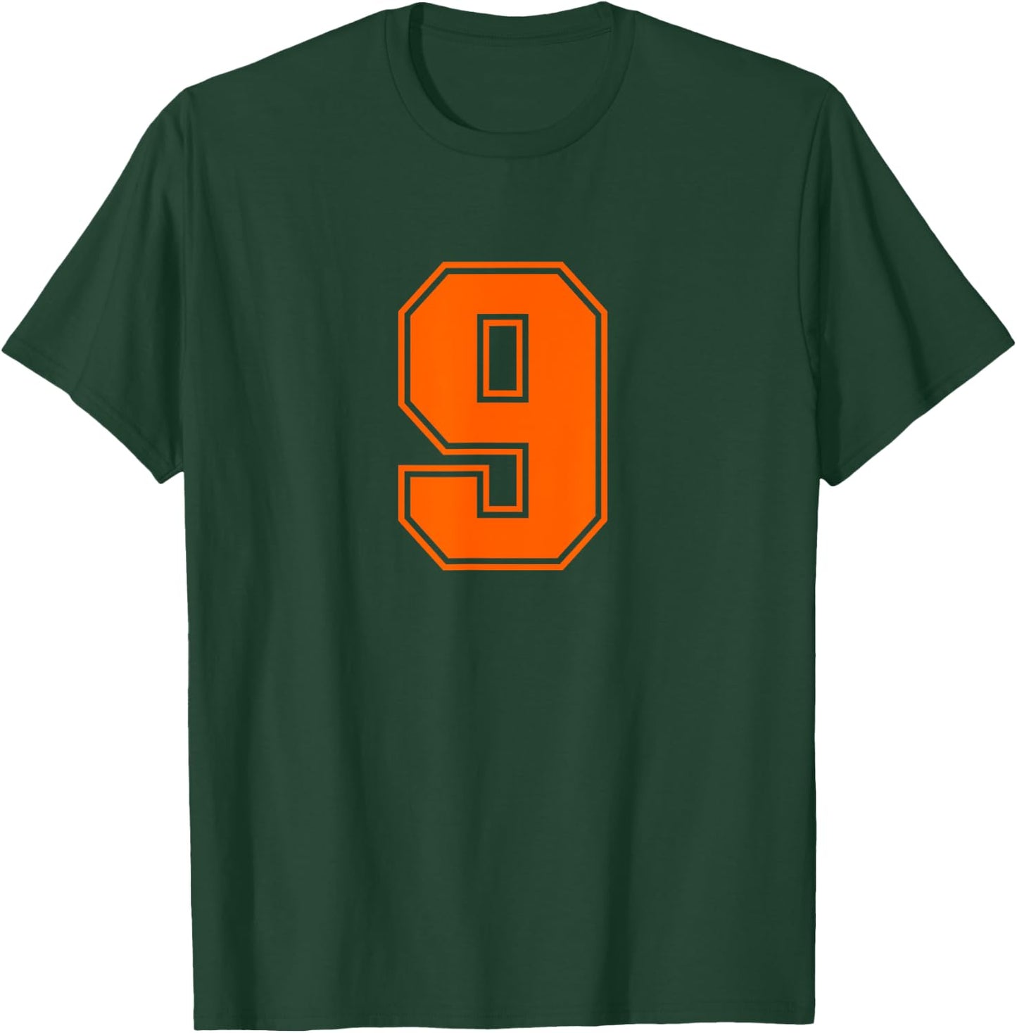 Number #9 Orange Sports Jersey Lucky Number T-Shirt - T-Shirt | Forest