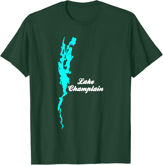 Minimalist Lake Champlain, New York and Vermont T-Shirt - T-Shirt | Forest