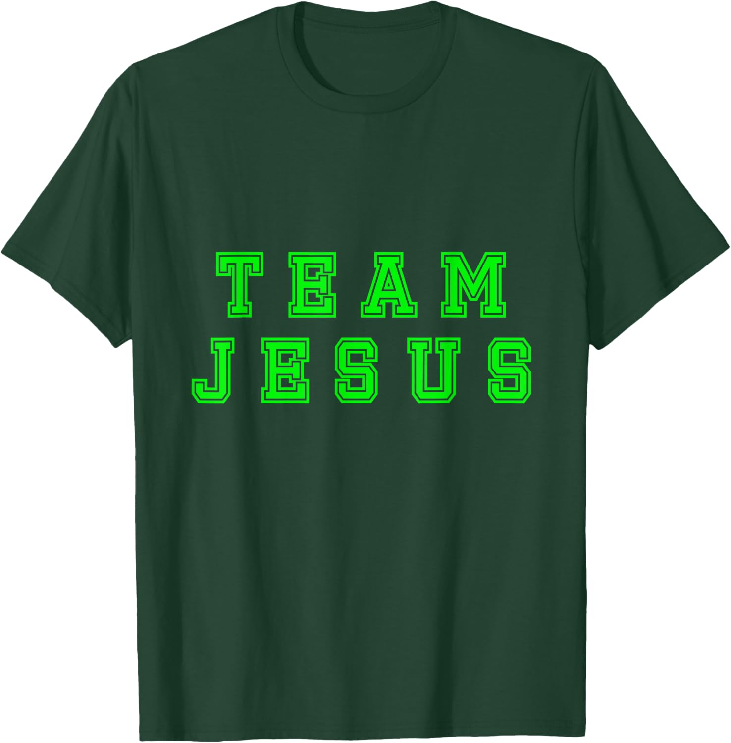 Lime green text Team Jesus Christian Athletic sports faith T-Shirt - T-Shirt | Forest