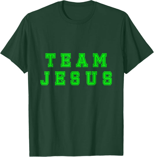 Lime green text Team Jesus Christian Athletic sports faith T-Shirt - T-Shirt | Forest