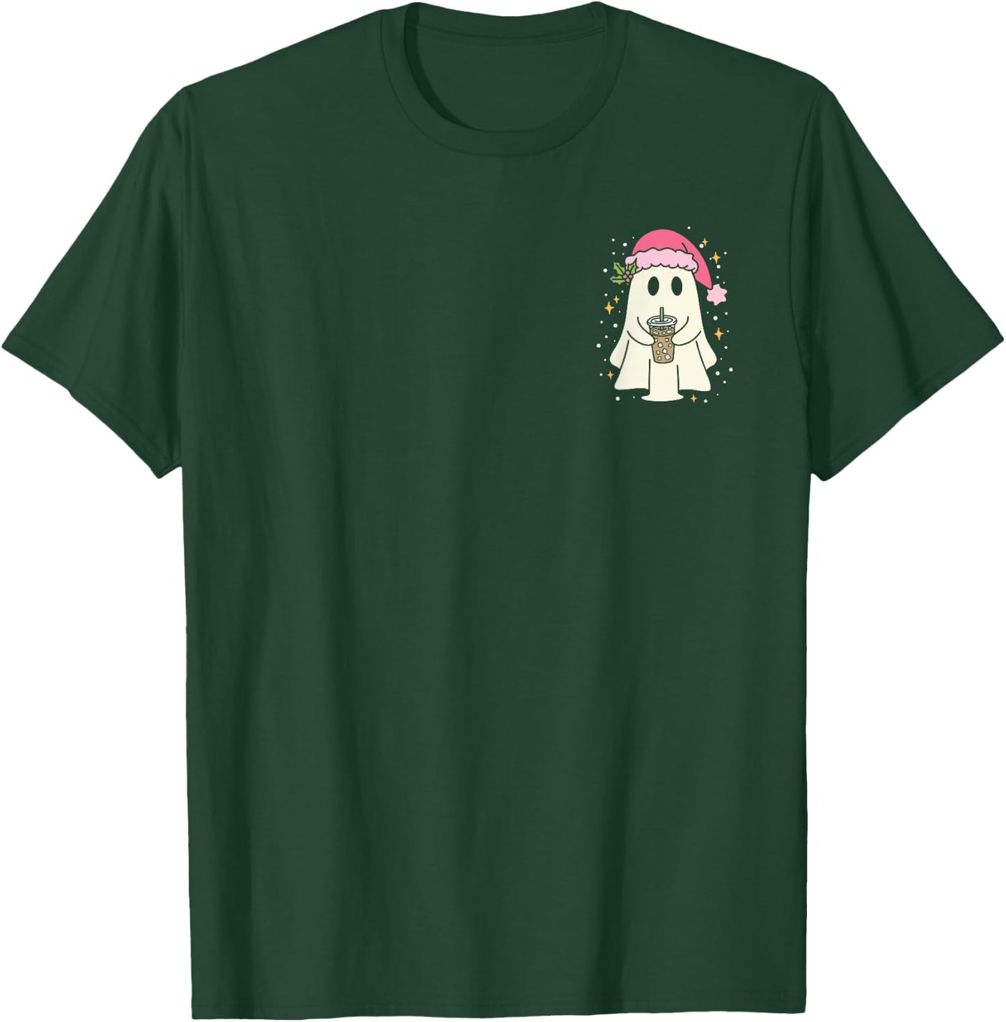Cute Christmas Ghost Iced Coffee T-Shirt - T-Shirt | Forest