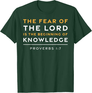 Proverbs 1:7 Fear of the Lord Jesus Christian Bible Verse T-Shirt - T-Shirt | Forest