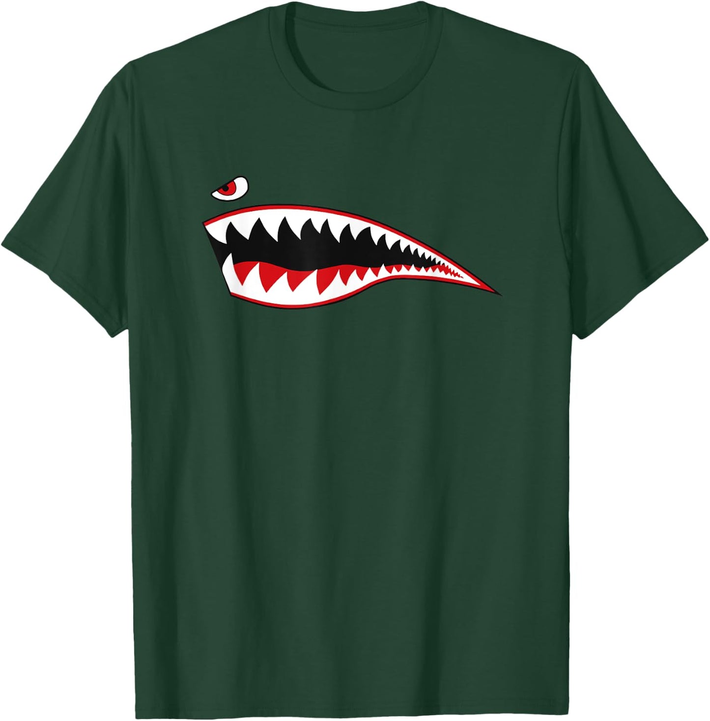 Shark Mouth Plane Nose WW2 P-40 Warhawk A-10 Warthog Teeth T-Shirt - T-Shirt | Forest