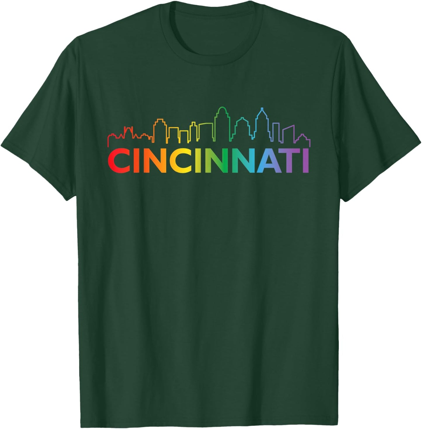 Rainbow Cincinnati Ohio City Skyline vintage travel souvenir T-Shirt - T-Shirt | Forest