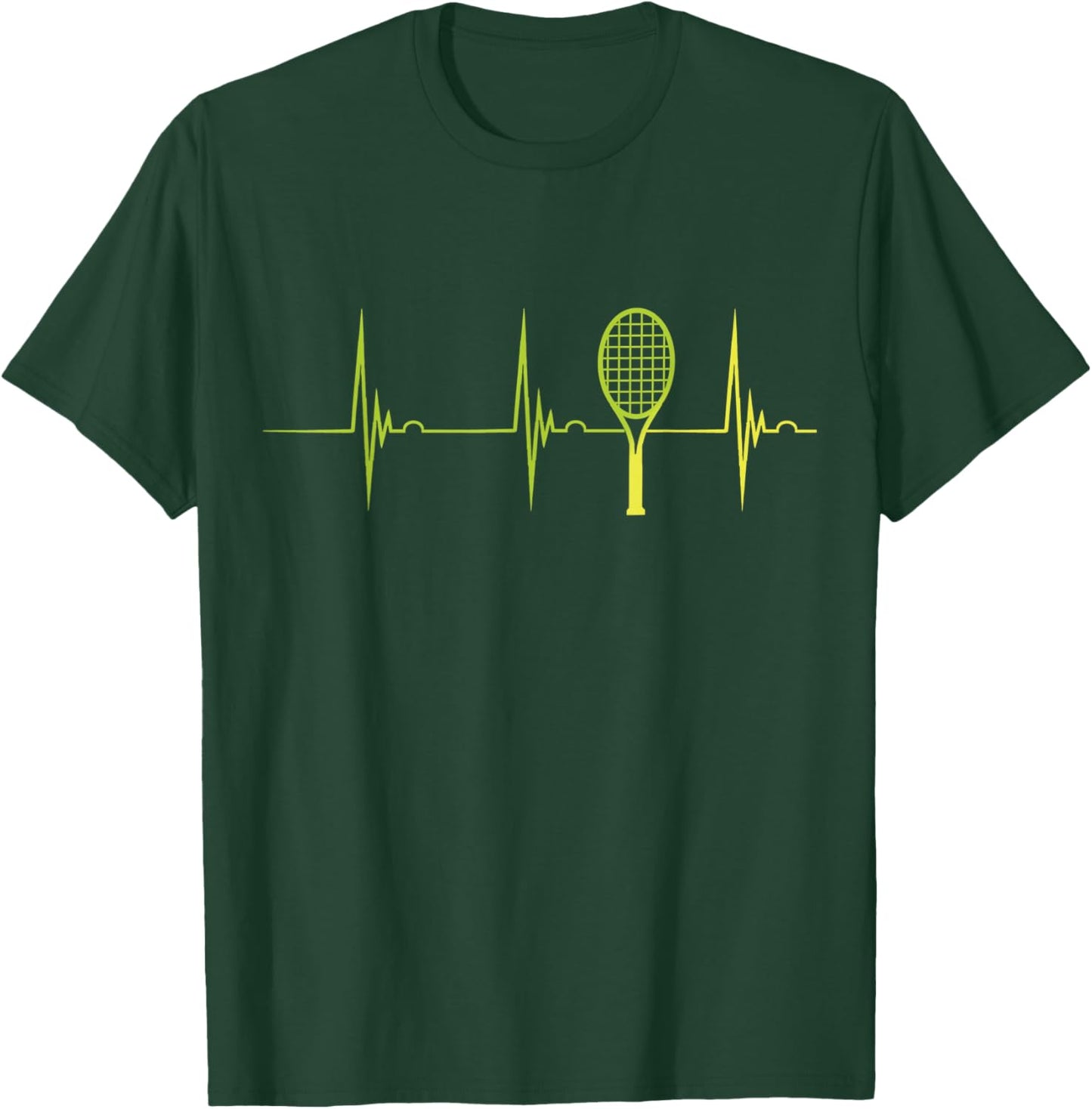 Tennis Lover Heartbeat EKG Pulse Cardio Tennis Player T-Shirt - T-Shirt | Forest