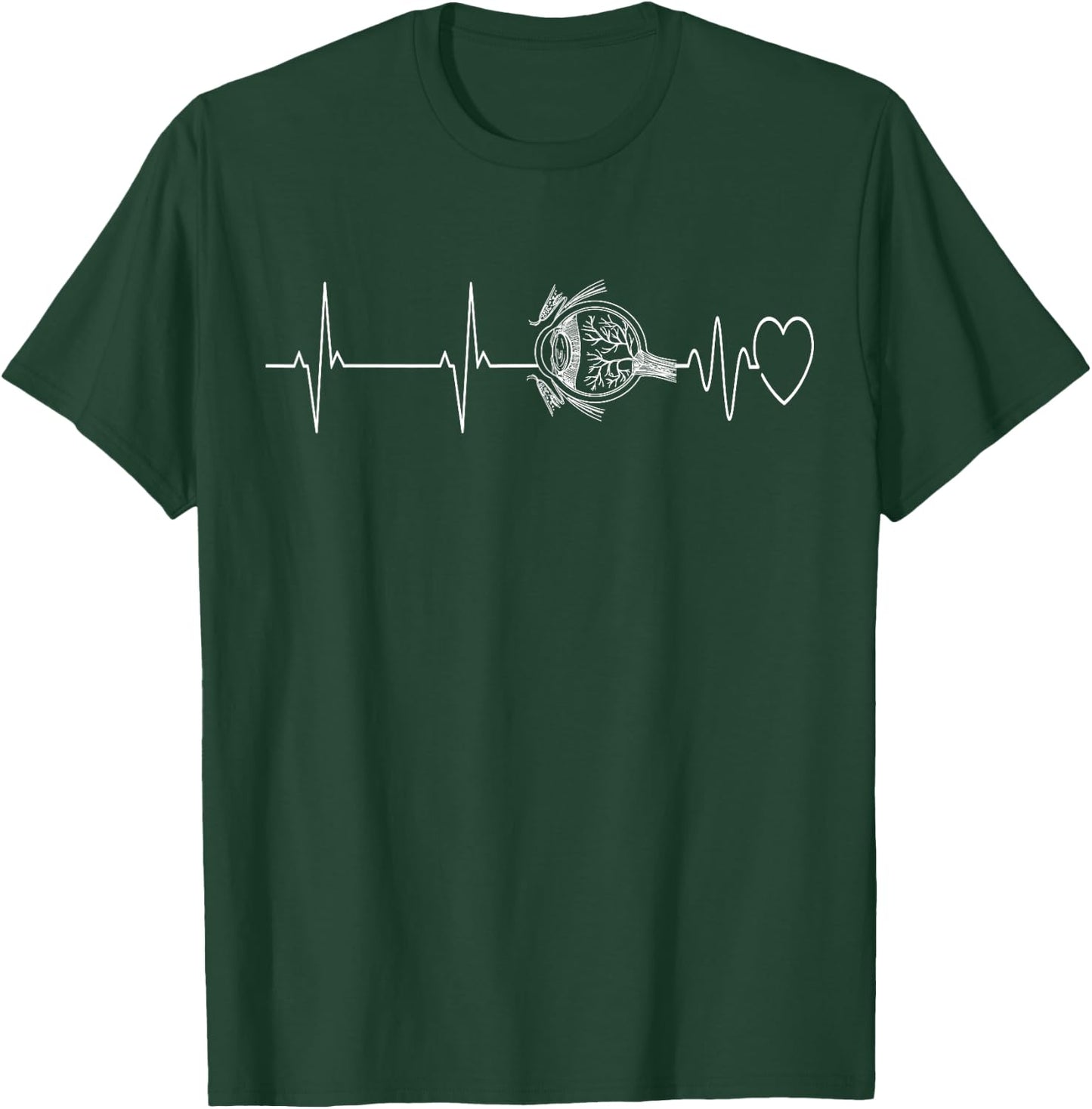 Eye Doctor Heartbeat Optometrist Ophthalmic Tech Optician T-Shirt - T-Shirt | Forest