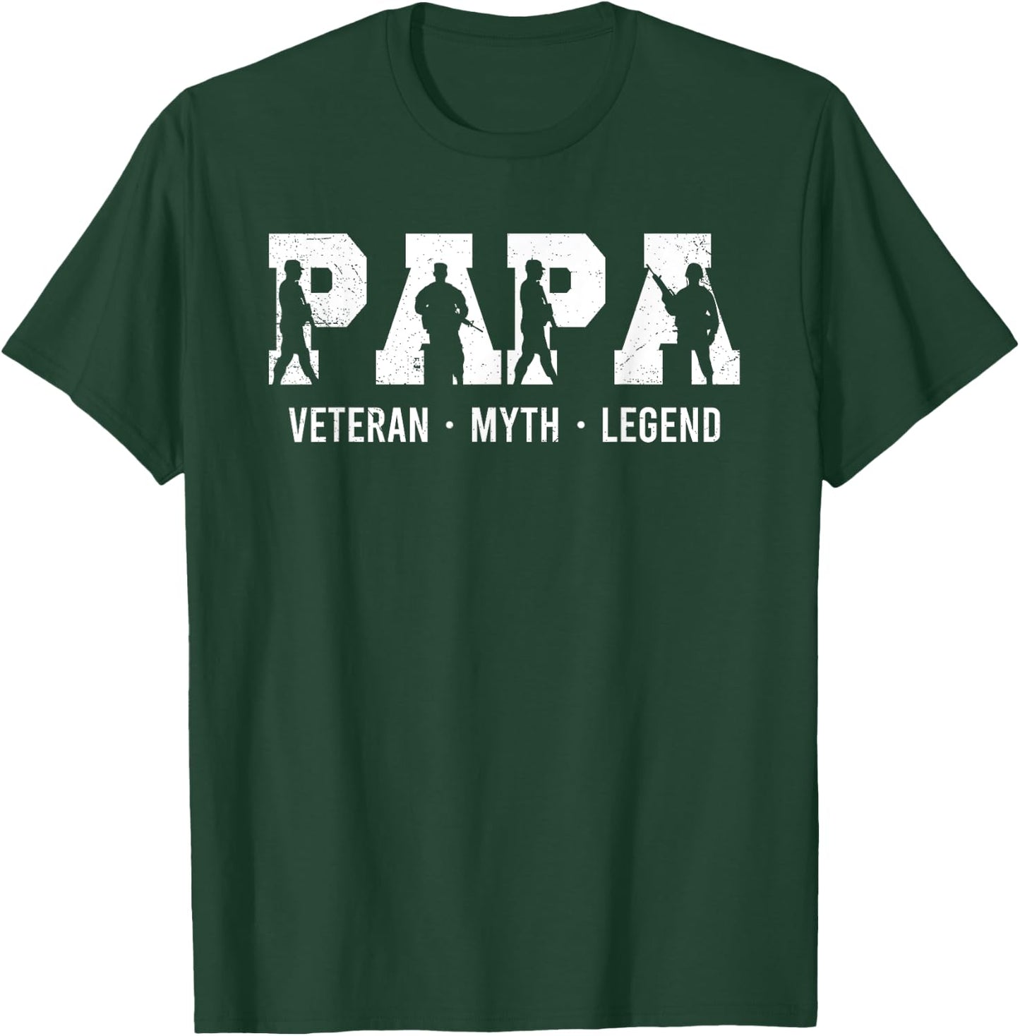 Papa Veteran Myth Legend Shirt Funny Father's Day T-Shirt - T-Shirt | Forest