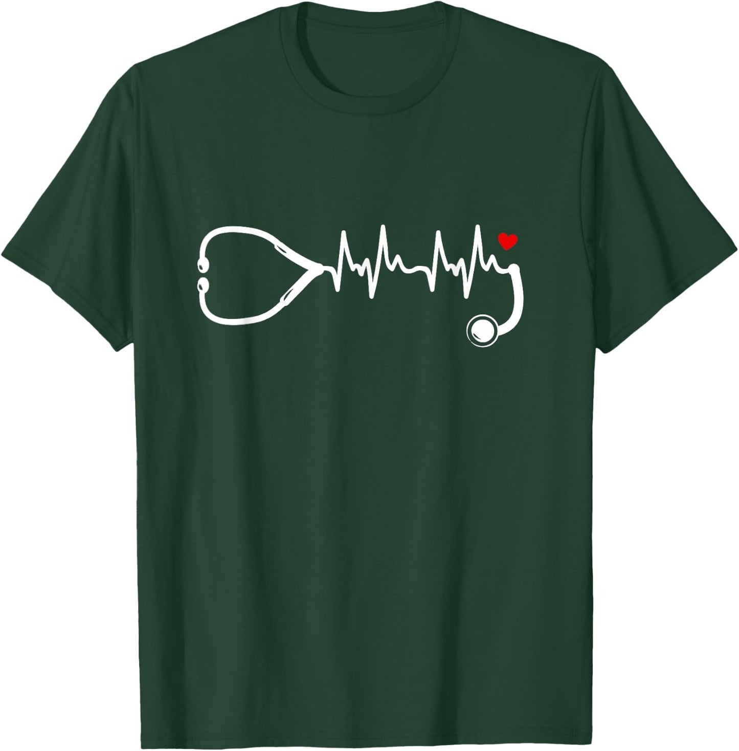 Nurse Heartbeat Clothing - Stethoscope Heart Student Nurse T-Shirt - T-Shirt | Forest