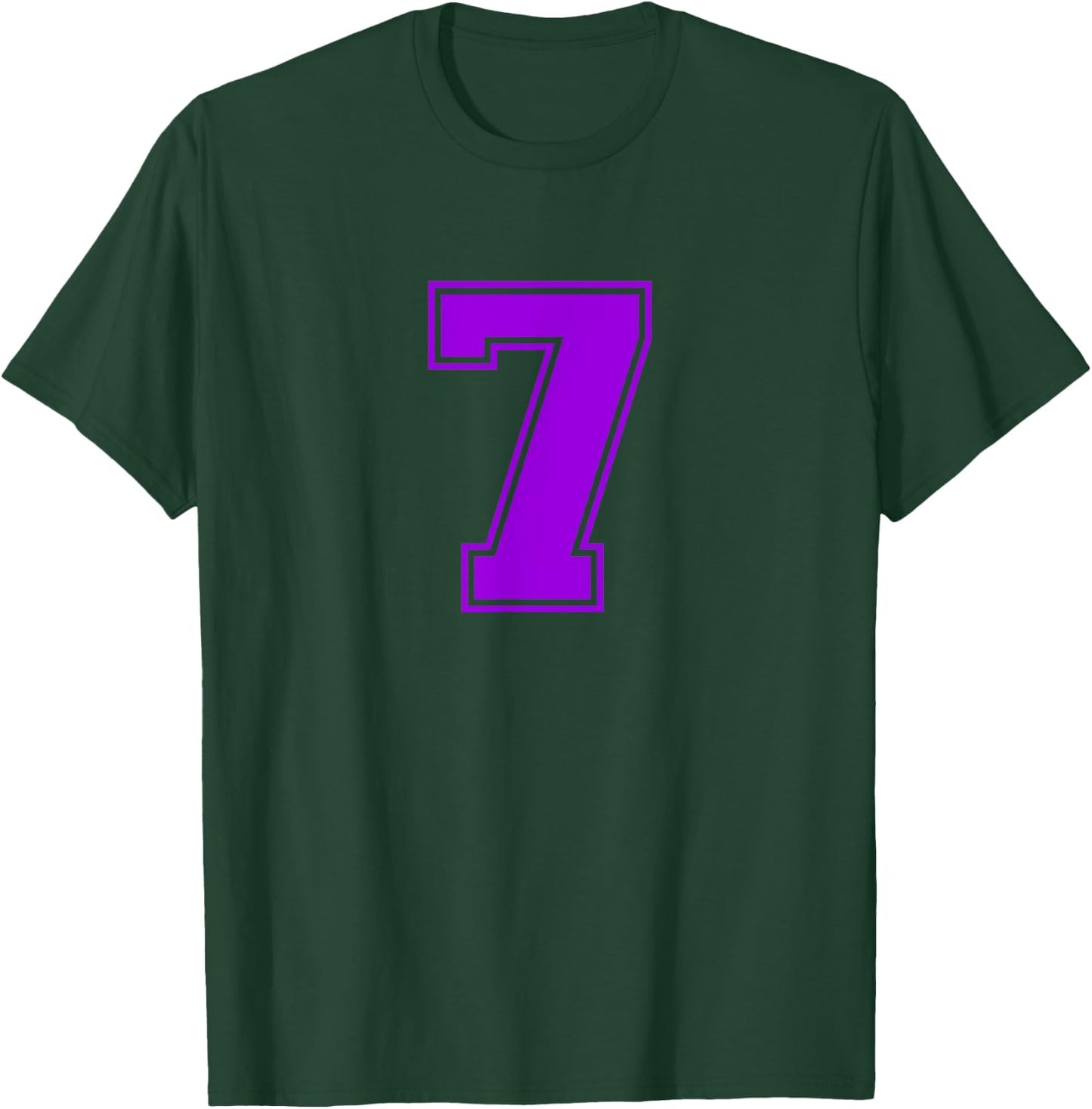 Number #7 Purple Sports Fan Jersey Number T-Shirt - T-Shirt | Forest